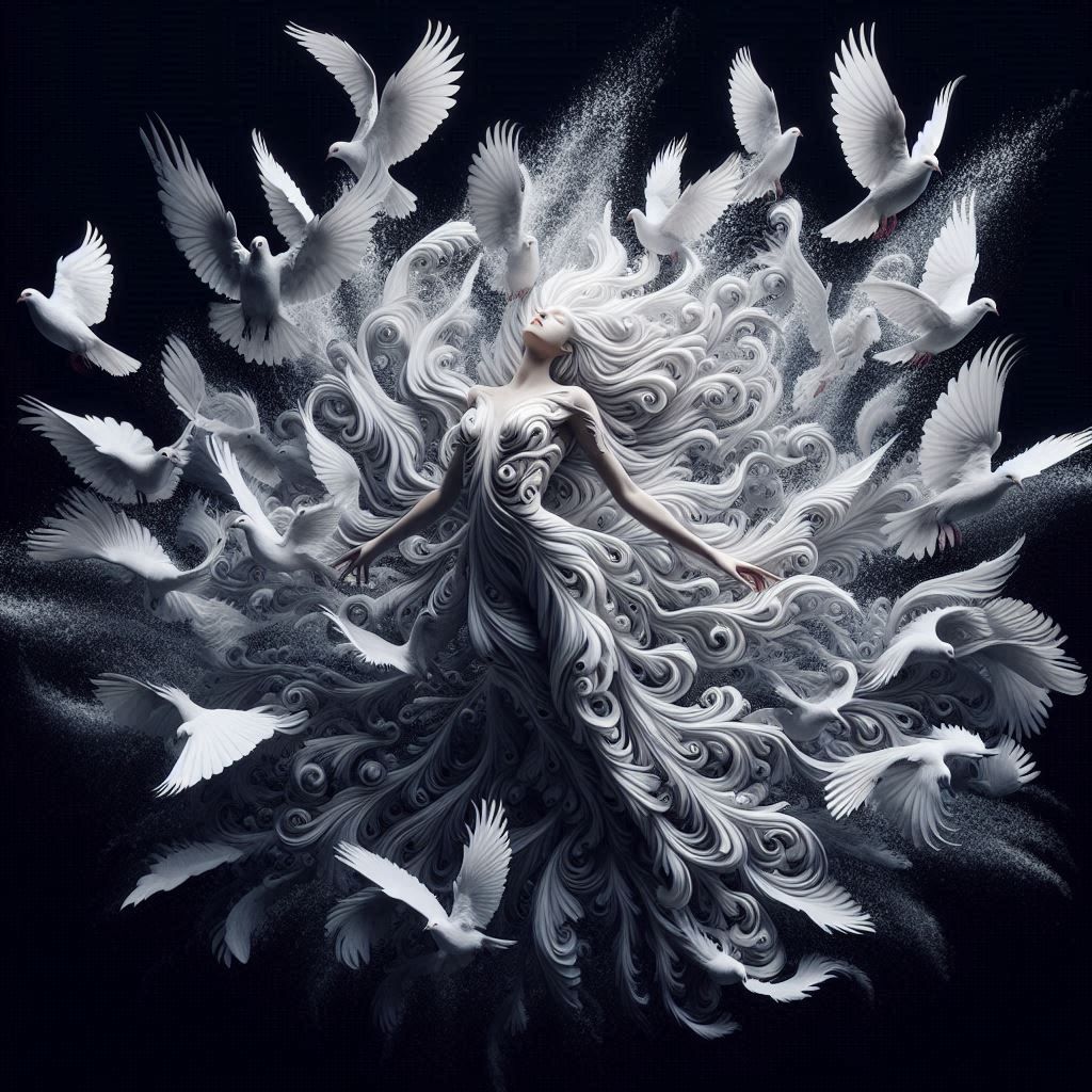 surreal, woman of doves