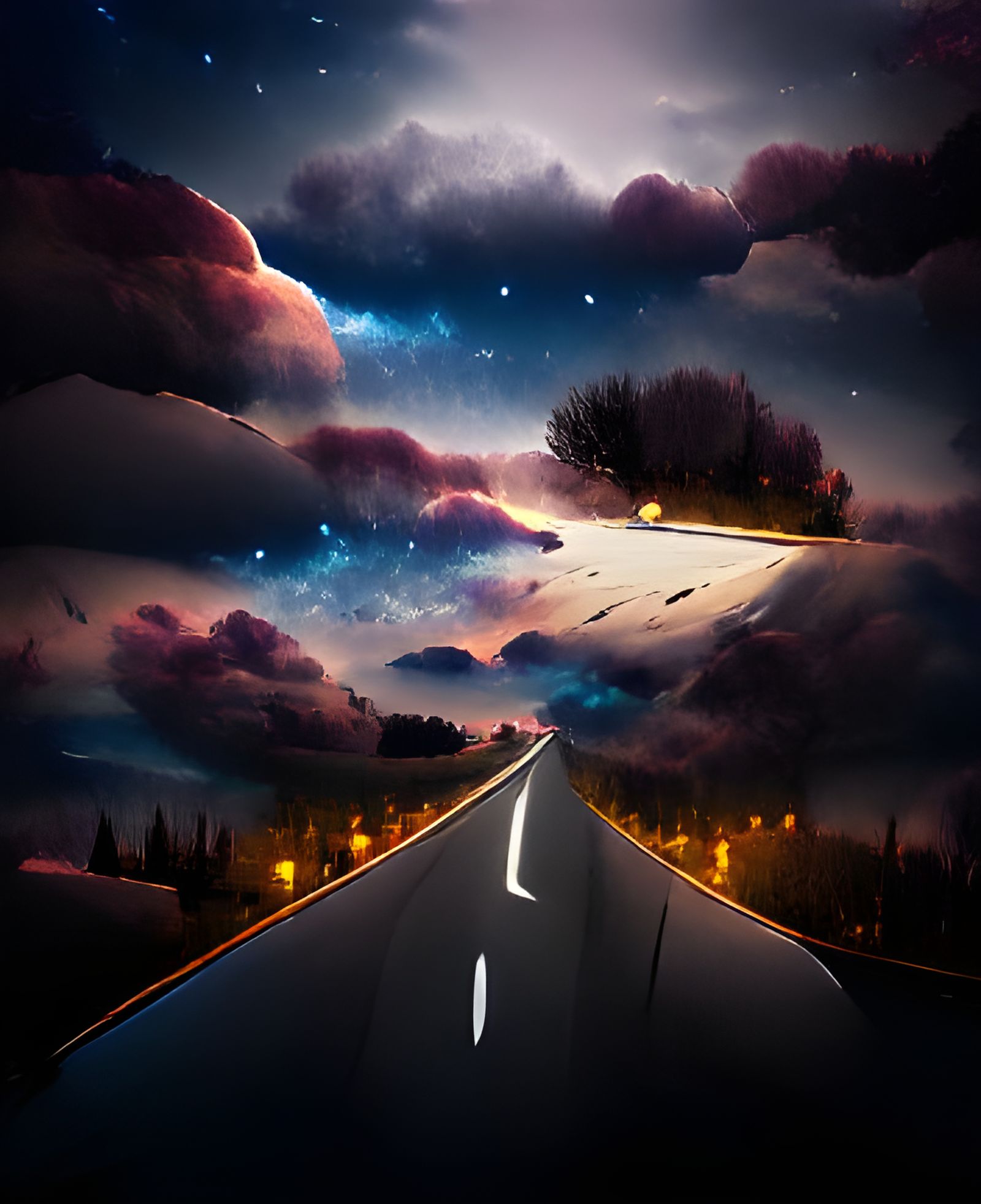 The midnight sky is the road in taking