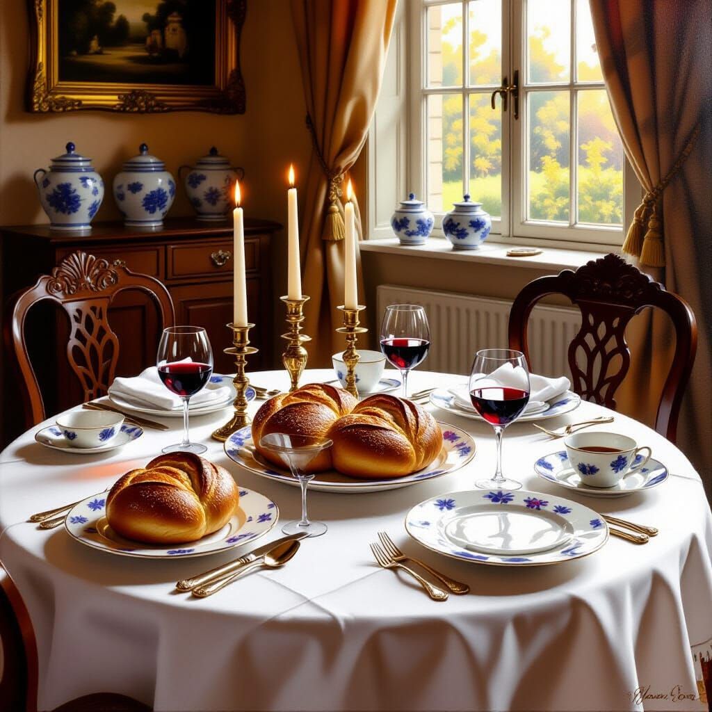 Shabbat Table Setting in Dutch Golden Age Style