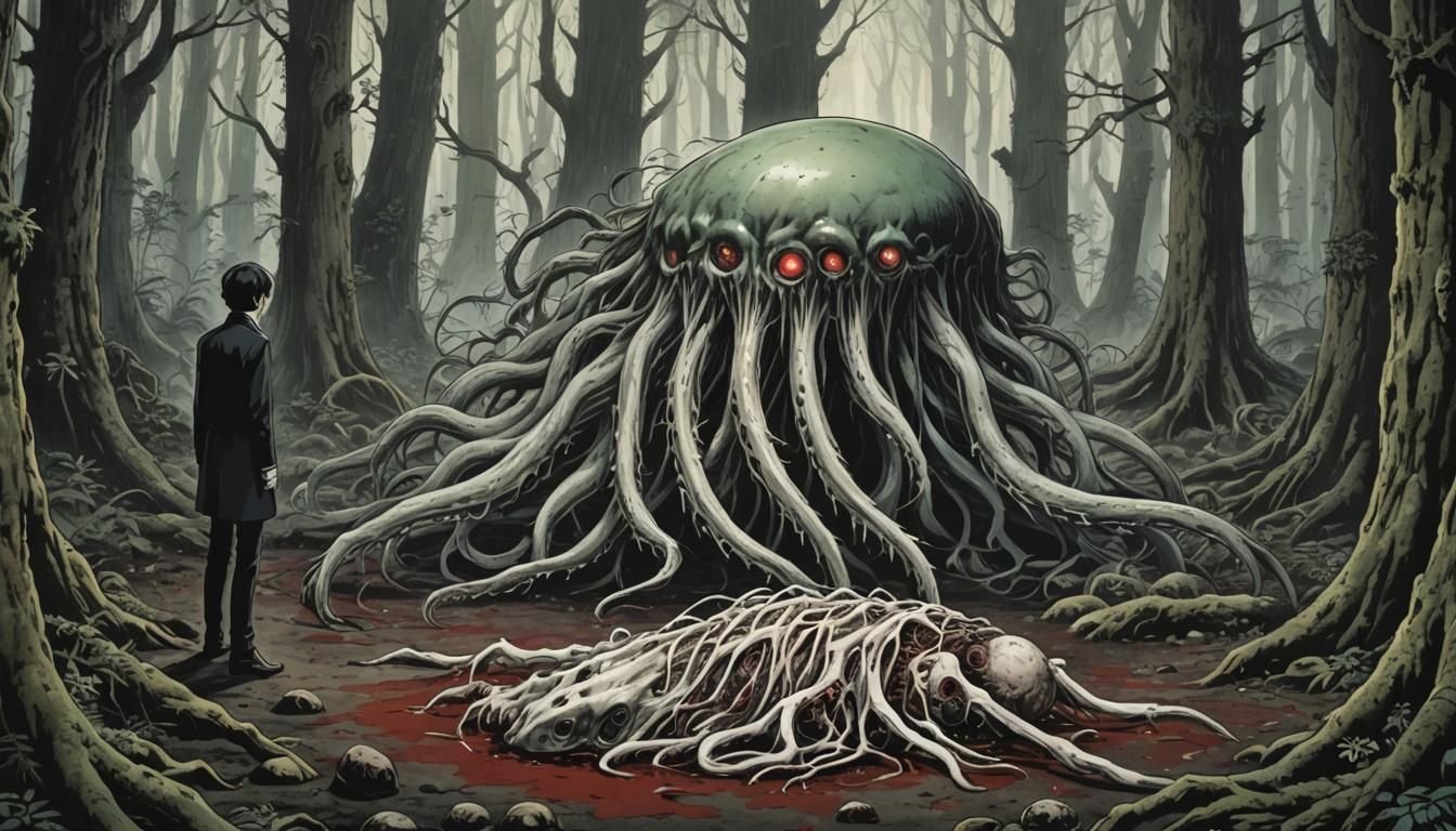 boy and his shoggoth  by @man