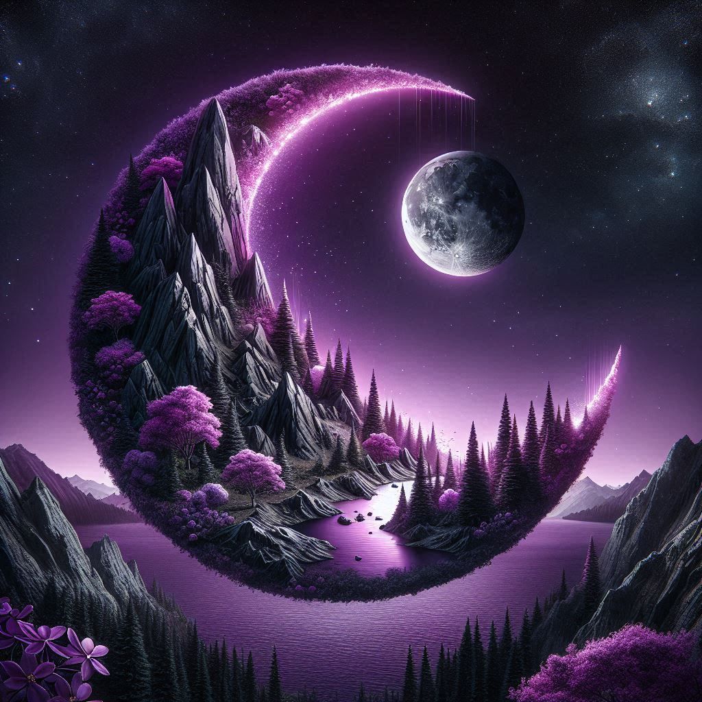 A purple crescent moon