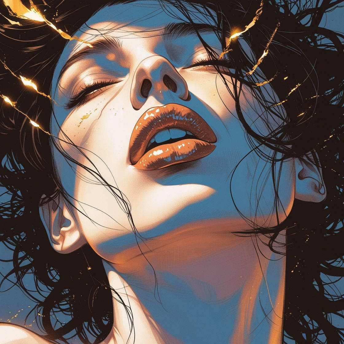 stylized close-up of a woman