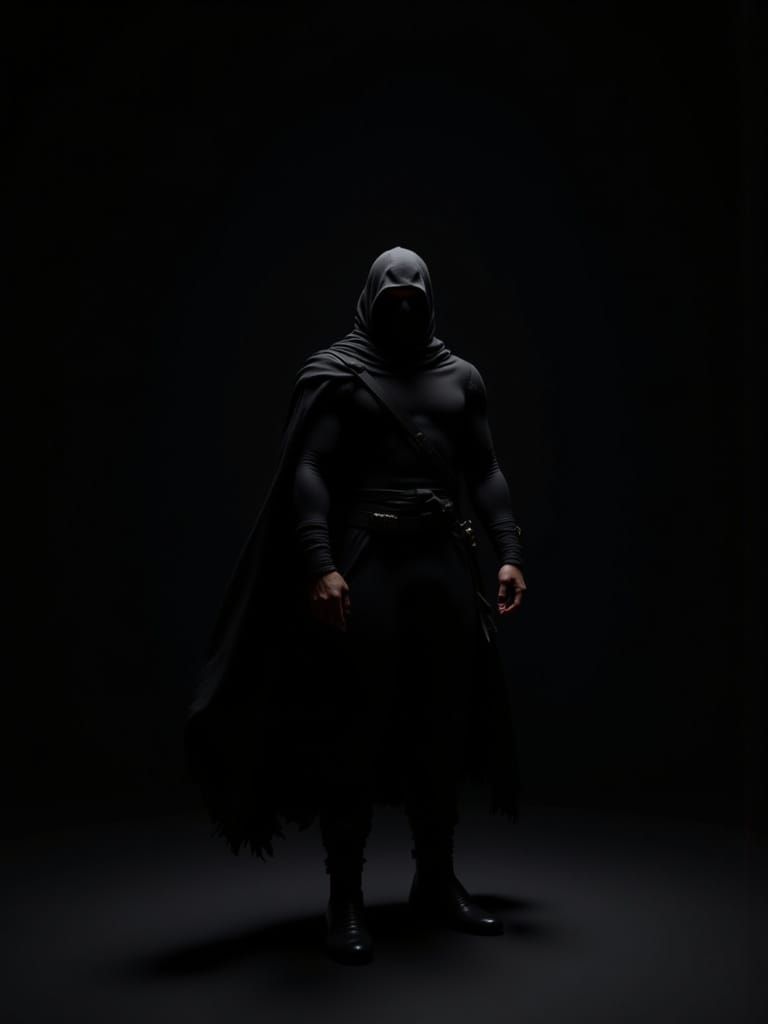 <lora:Light-shadow-texture:1.0>Ninja black background