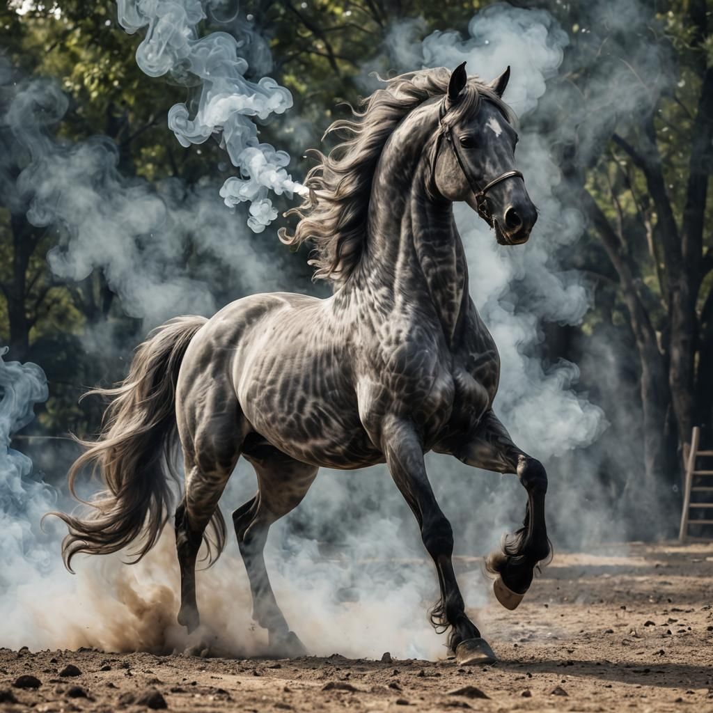 Smoke horse - AI Generated Artwork - NightCafe Creator