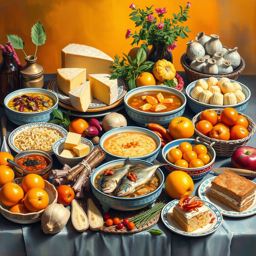 Colorful Israeli Buffet Still Life Painting