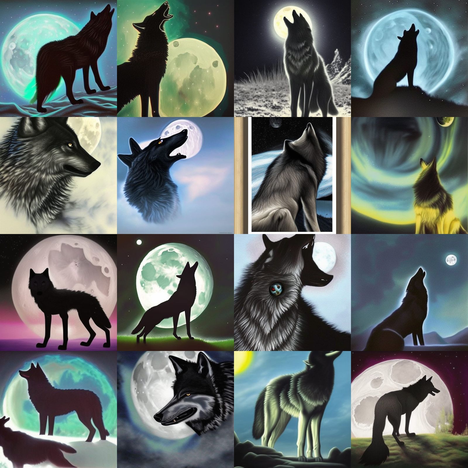 Wolves howling at the moon