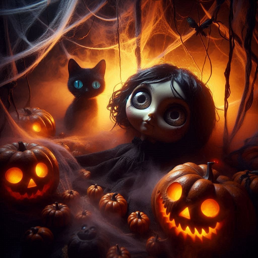 Halloween Doll, Cat, and Jacks