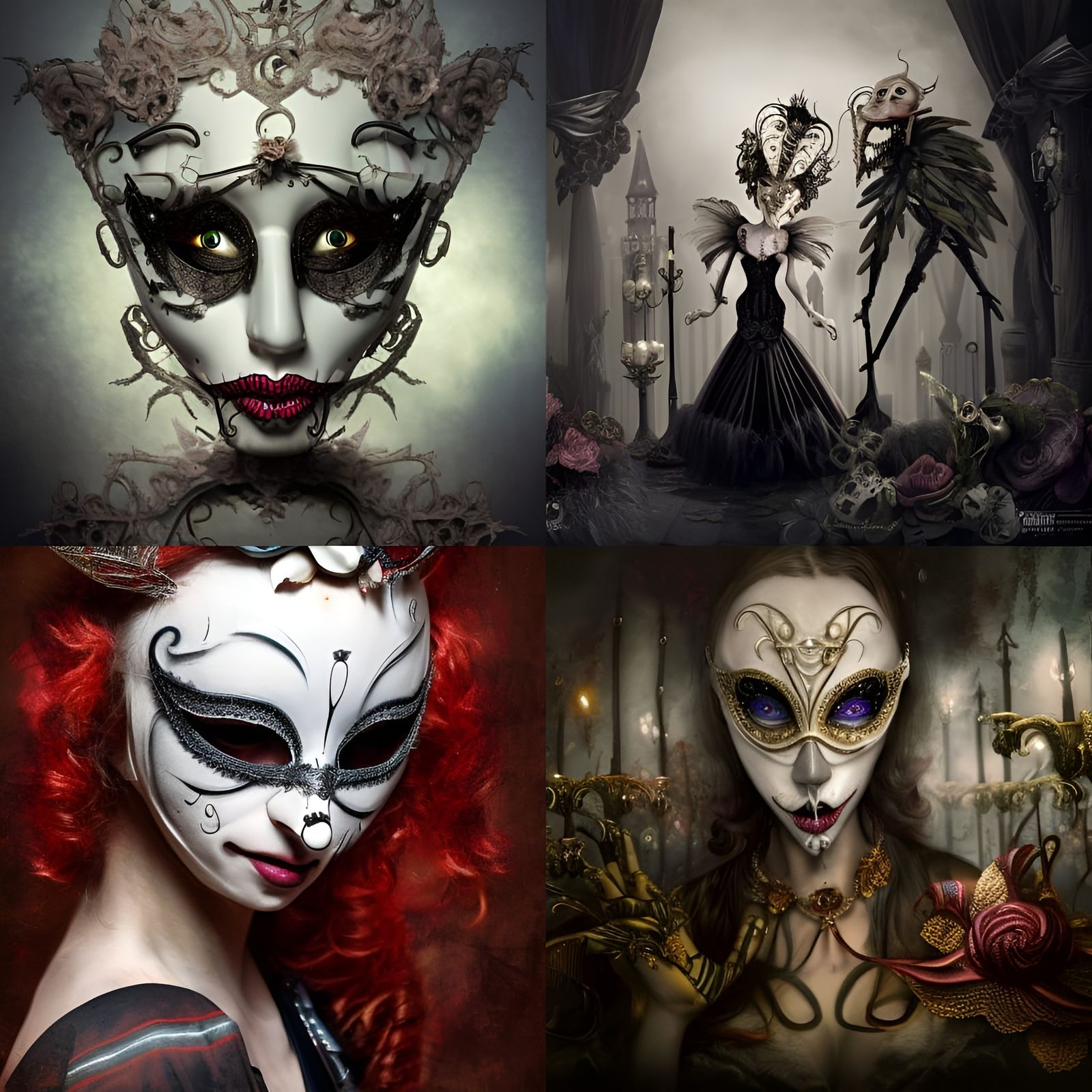 Masquerade Ball, Masquerade Masks, Creepy, Burtoneseque, dig...