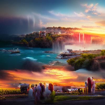 Sunset in Niagara 8k resolution concept art matte painting