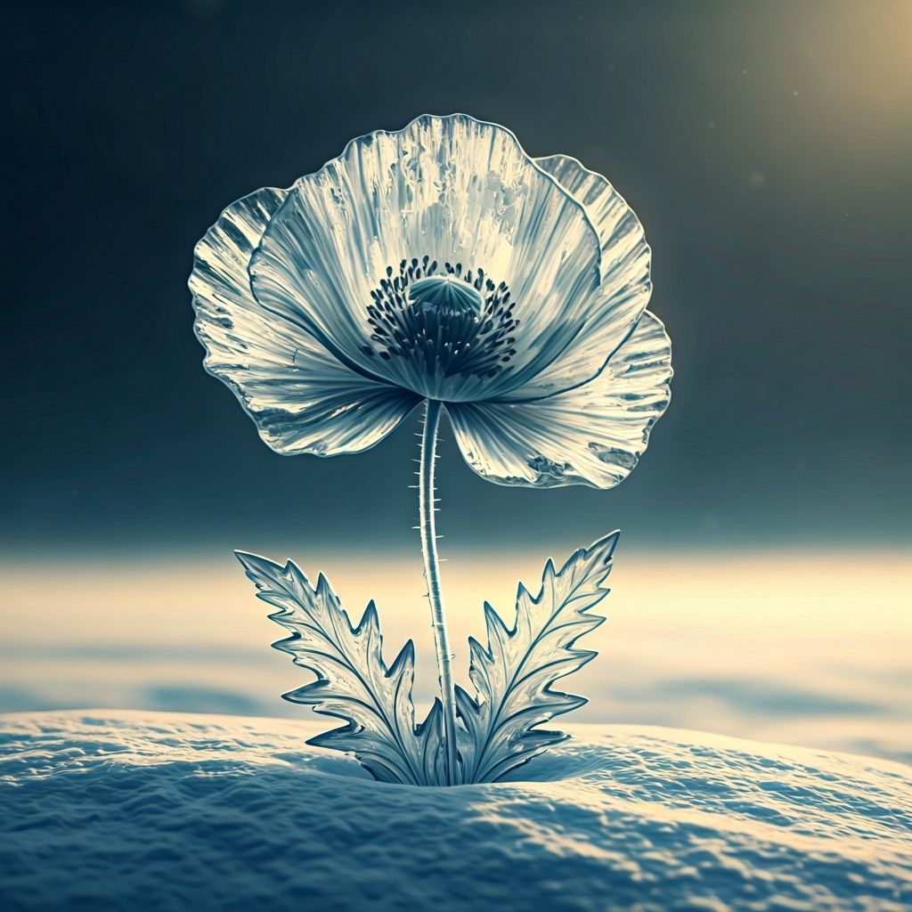 A single flower carved from ice catching soft winter light  by @Nena