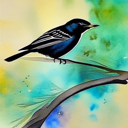 An ultimarine flycatcher in the abstract in the genius water...