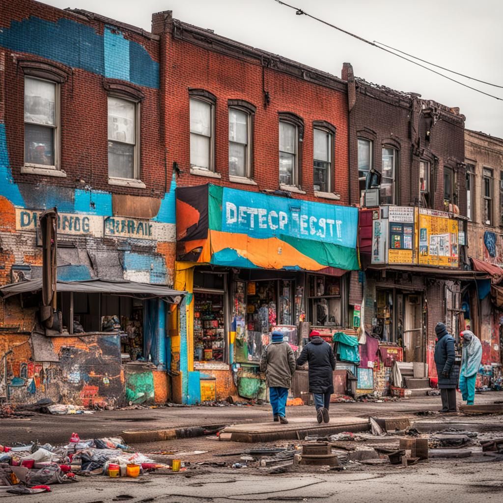 busy bustling vibrant  colourful effervescent detroit in a t...