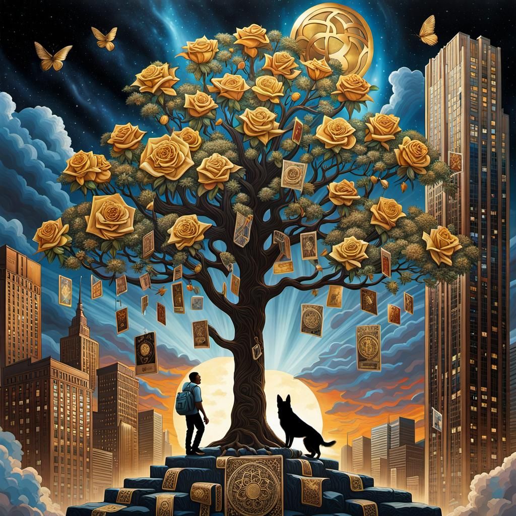 Urban tapestry, The tree of life, Tarot Card, a young Africa...