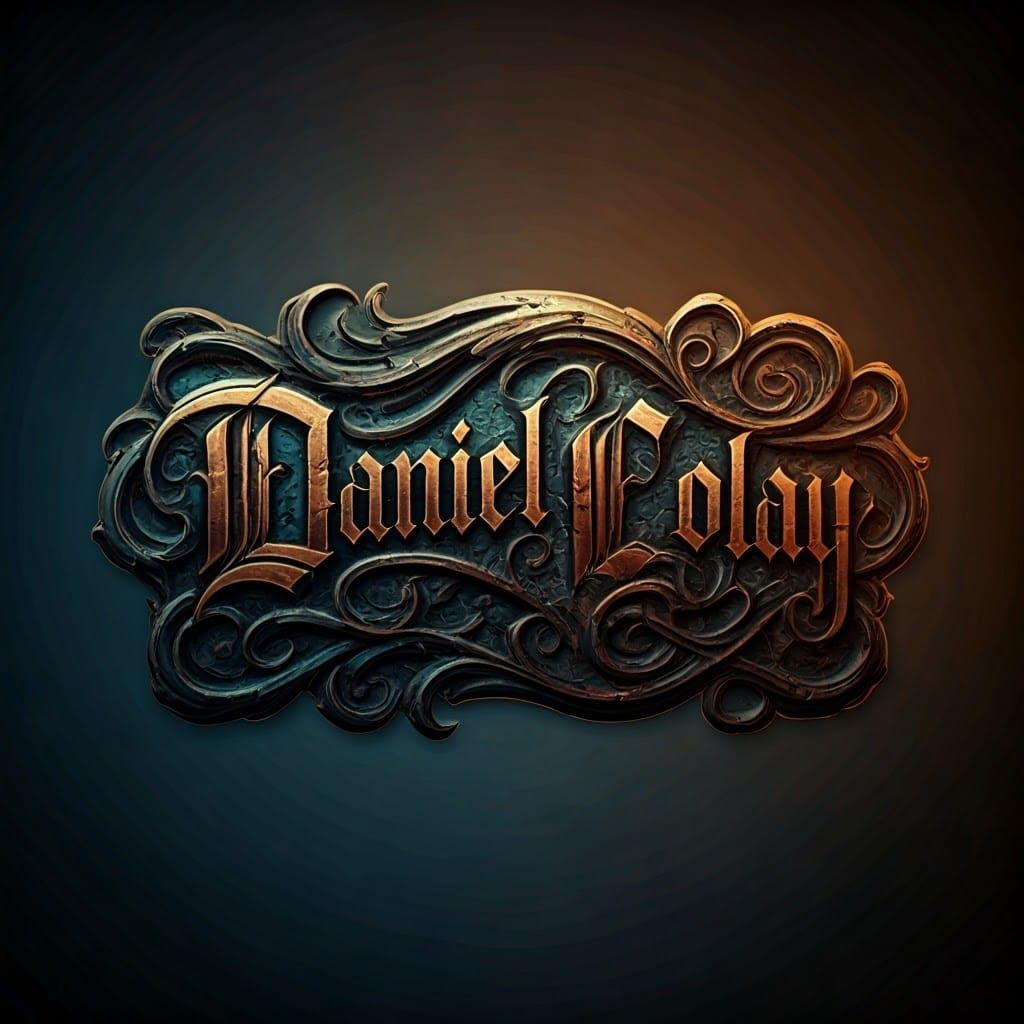 Medieval Fantasy Tattoo in Hand-Drawn Font with Ornate Flour...