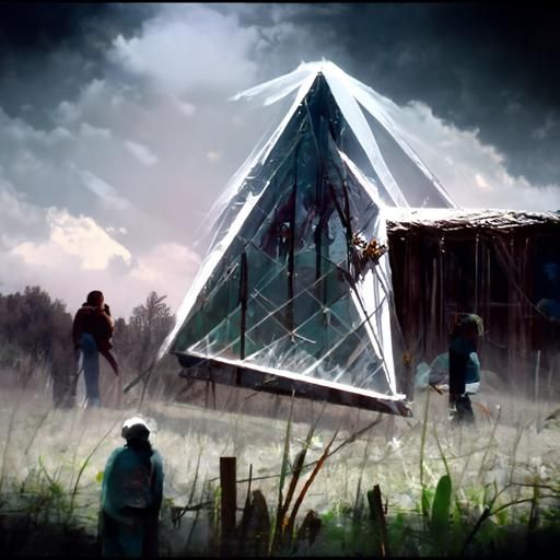 perfect pyramid shaped greenhouse 
