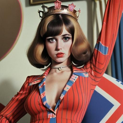 Retro 70s UK mod; “What do you mean, she’s the queen?!?”; in...