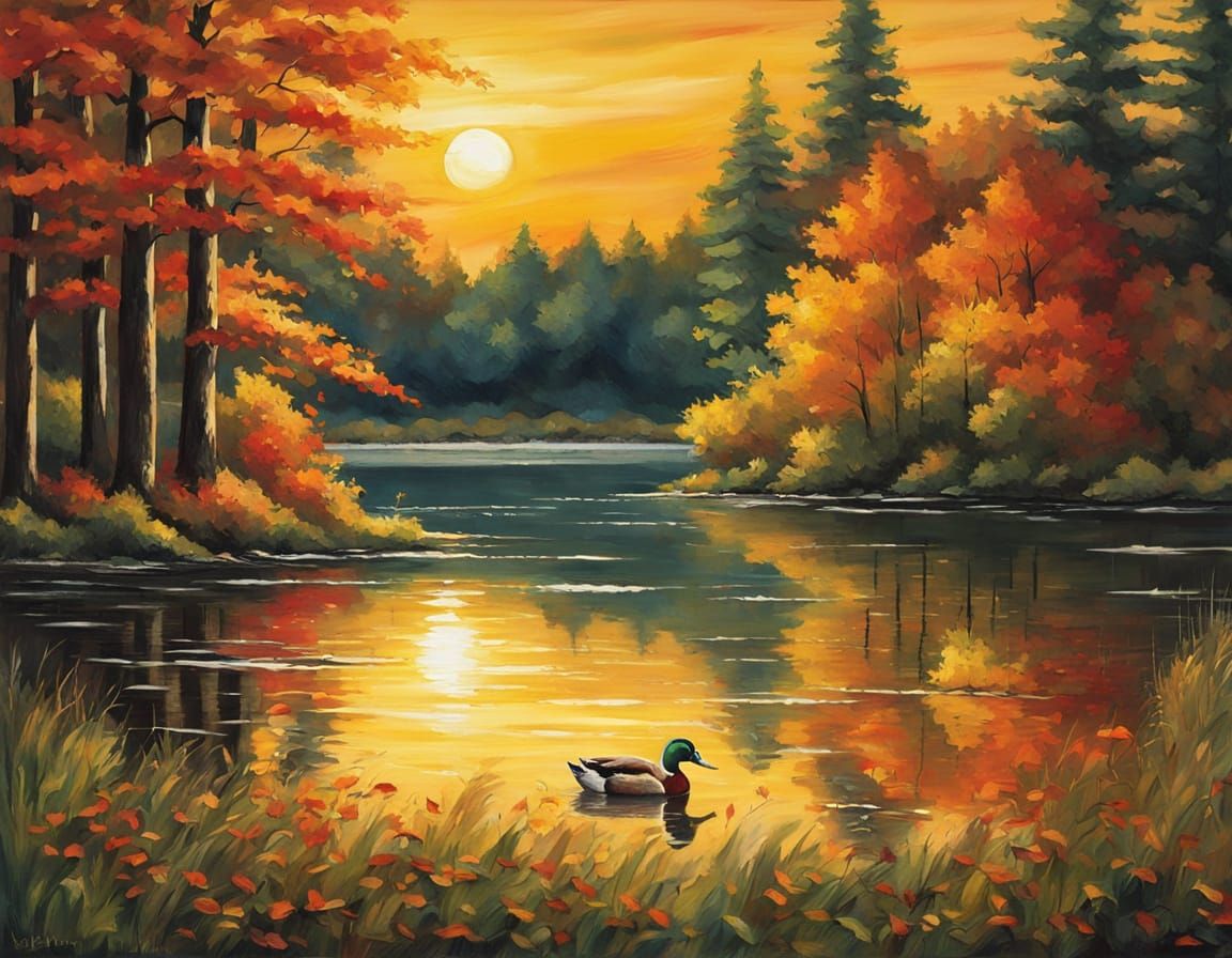 Duck swimming on a pristine lake  by @Pez