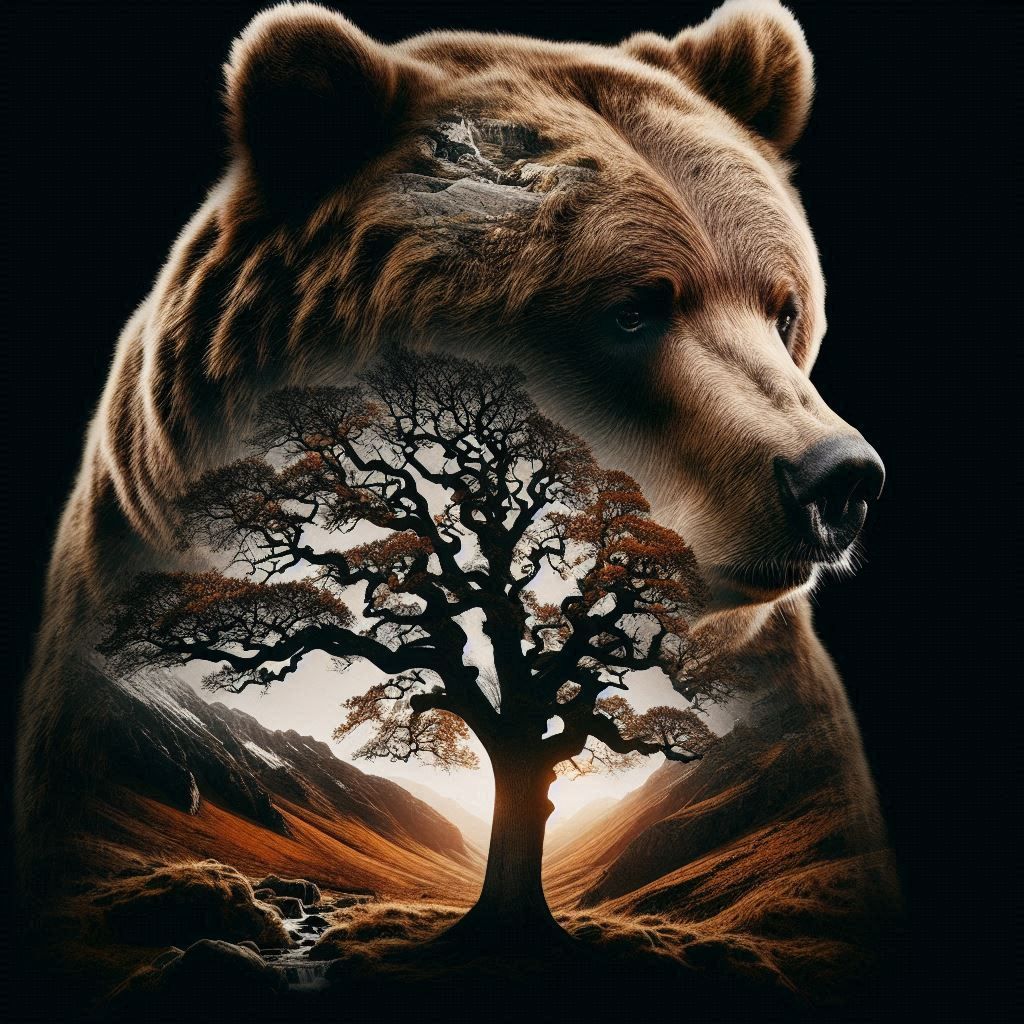 Digital Double Exposure Brown Bear 2