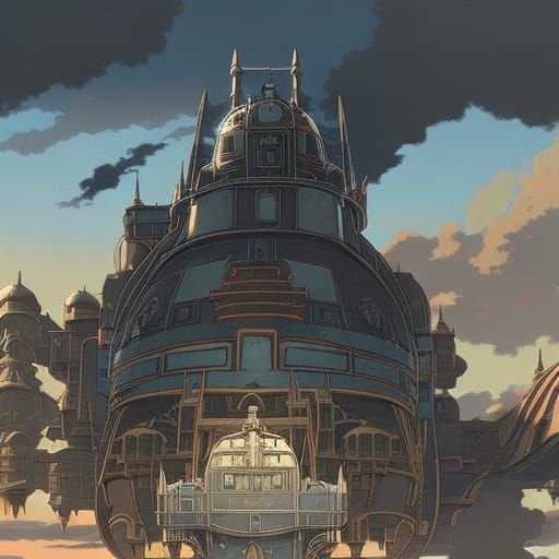 city in the sky ， miyazaki style, Stable Diffusion