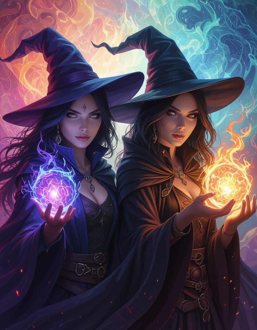 Elemental Twin witches.
Dark and Light element.
