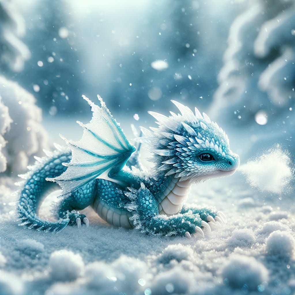 Baby ice dragon   by @CyberMushroom