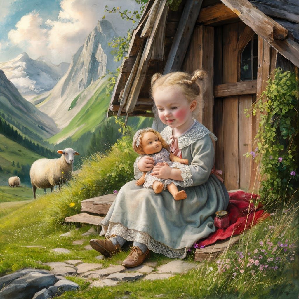 Cute little girl with her doll