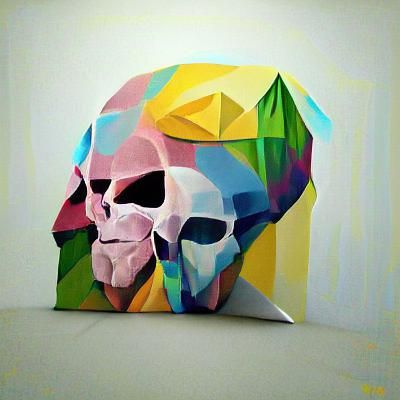 single skull low poly hyperrealism pop art minimalist