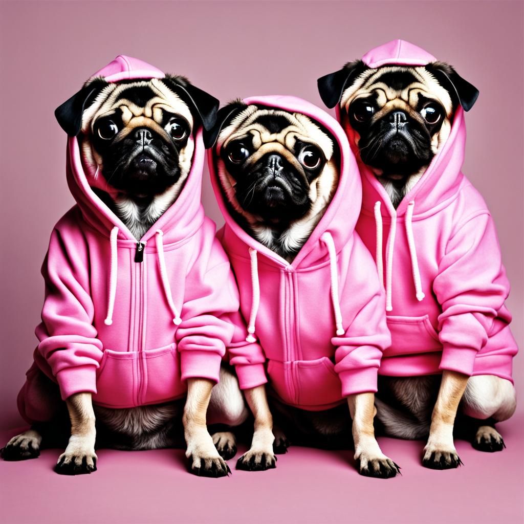 Pugs in outlet hoodies