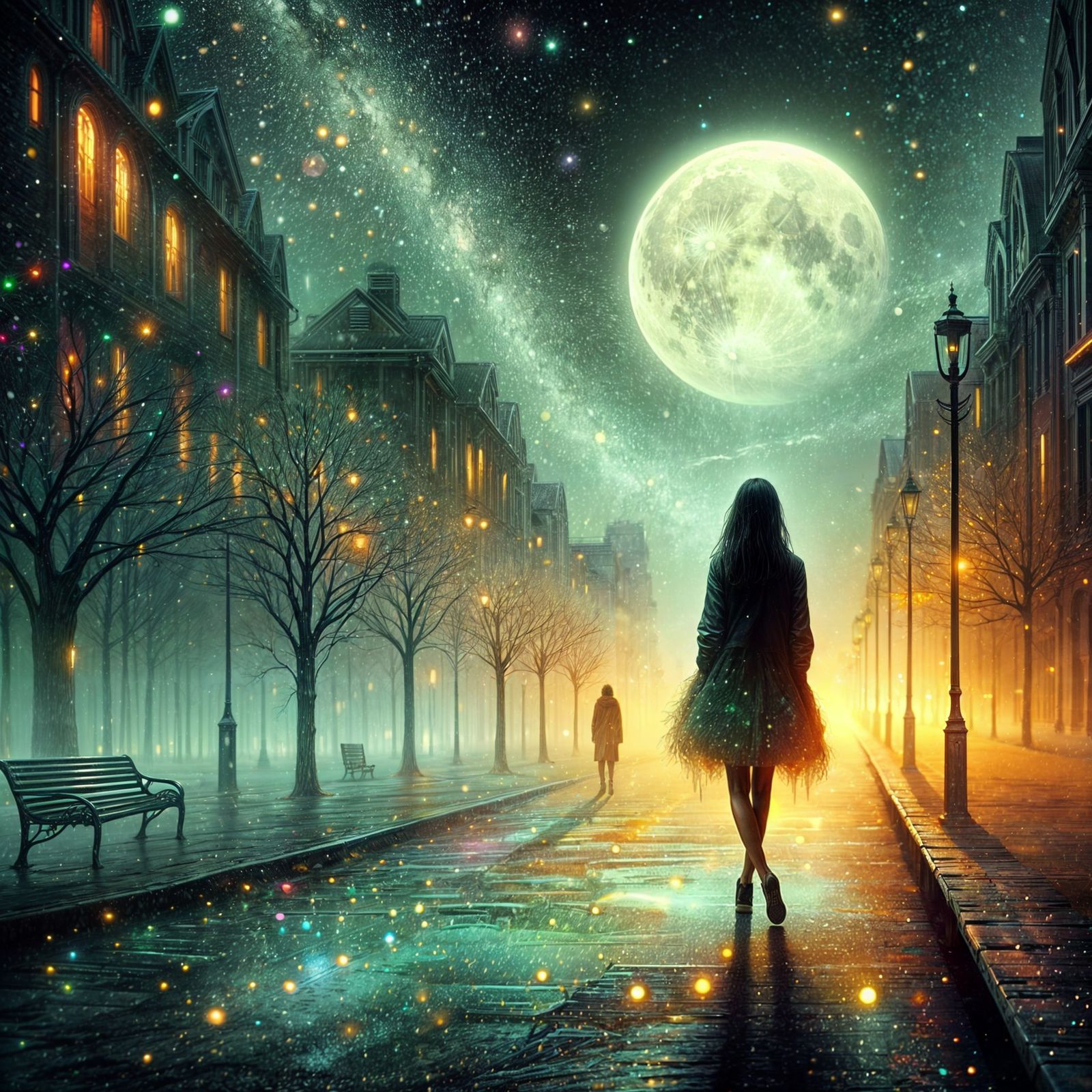 Walking on a moonlit night