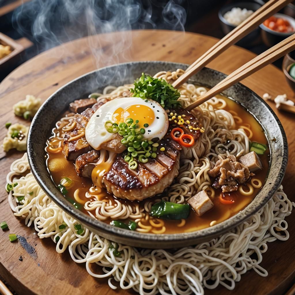 japanese streetfood ramen burger  by @La mine aux dragons