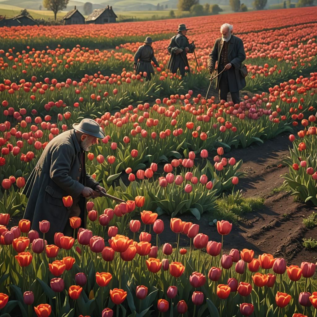 field of tulips