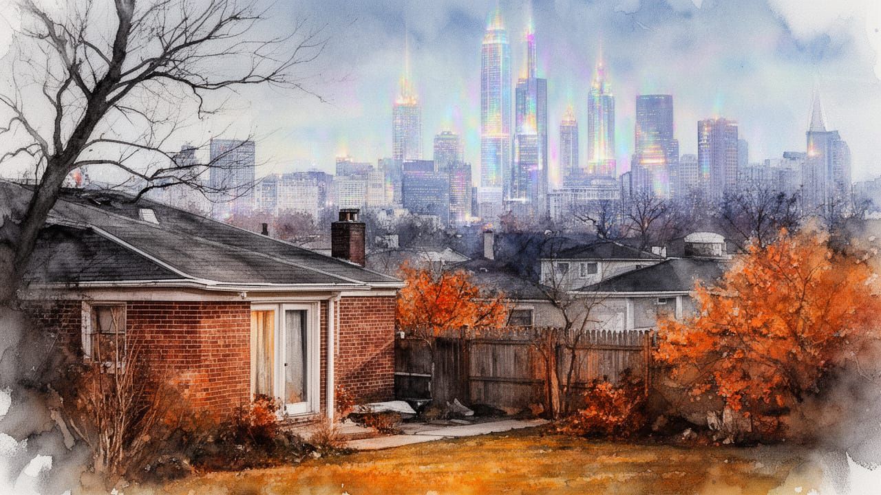 backyard with horizon, late autumn - 6 likes  by @Bubble Tea