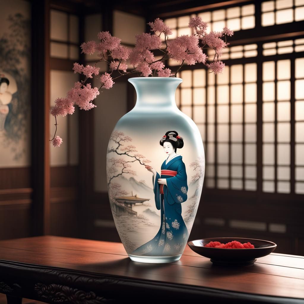 A frosted glass vase  by @AInunnaki