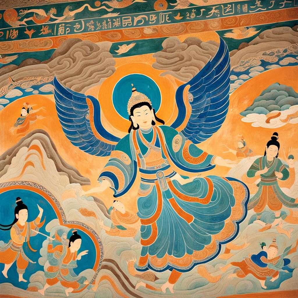 Dunhuang Murals: Celestial Flying Immortals