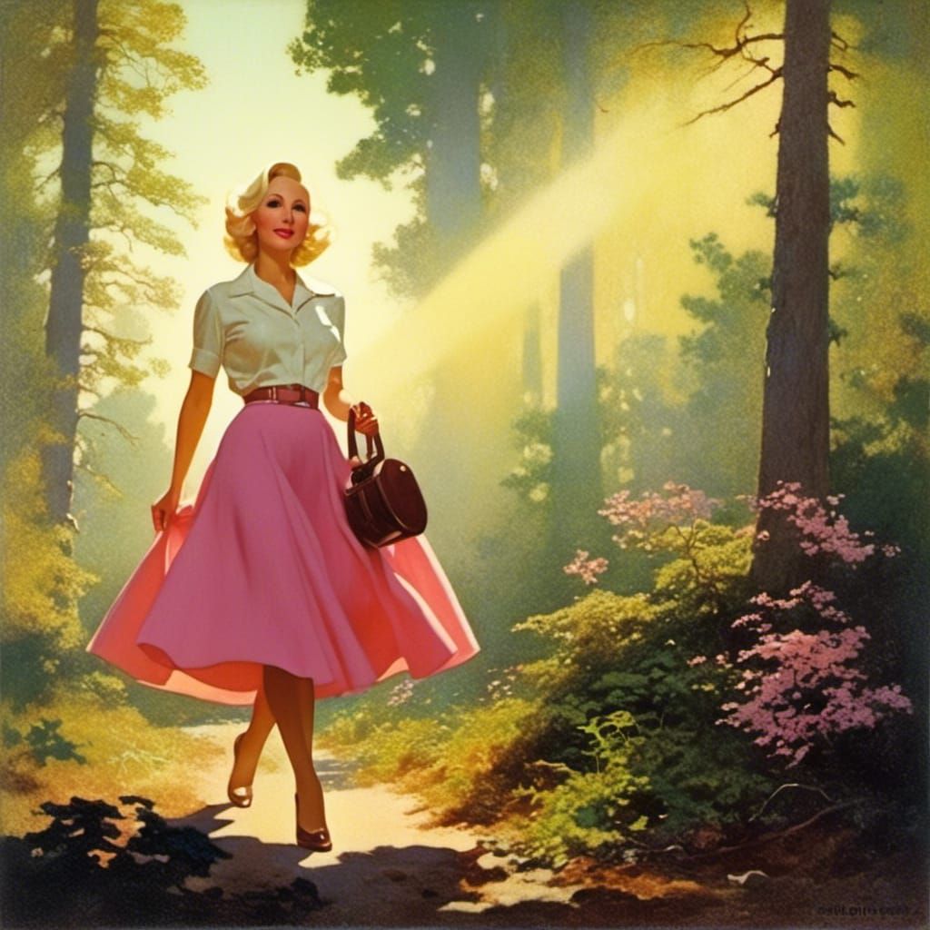 Maxfield Parrish painting by Gil Elvgren, full-figured, slender blonde ...