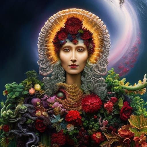 Photorealistic fantasy of swirly detailed Father of Nature. ...
