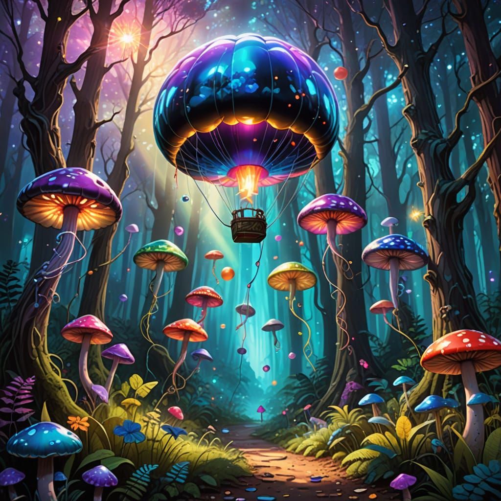 A rainbow  balloon  in a fantastical forest   by @Galina Bolshakova