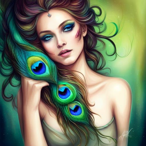 PEACOCK GODESS - AI Generated Artwork - NightCafe Creator