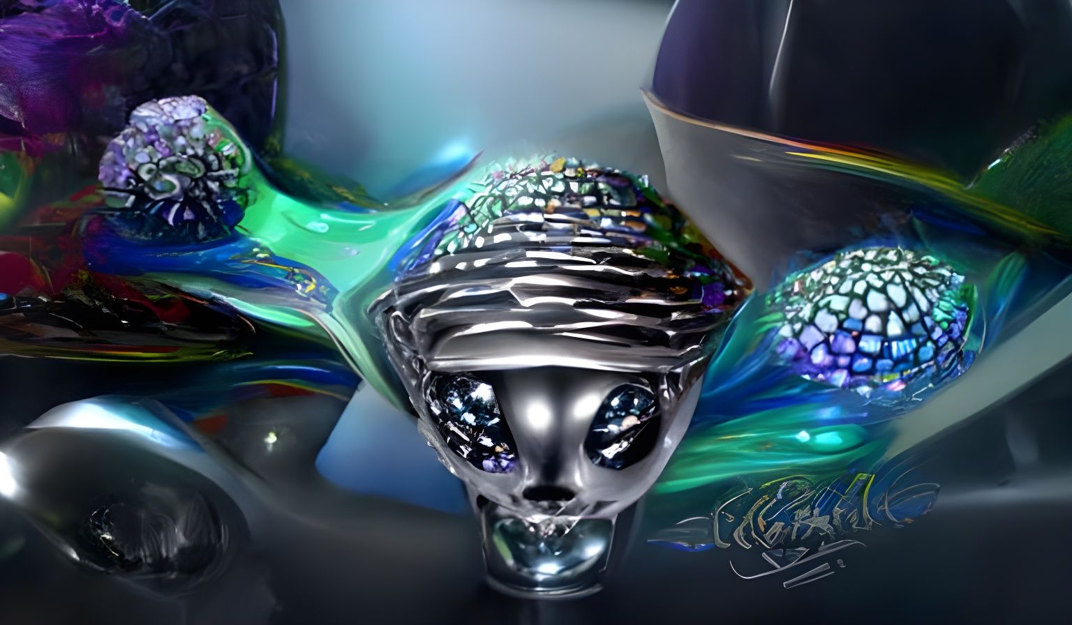 Psychedelic grey alien Emelle grangreen