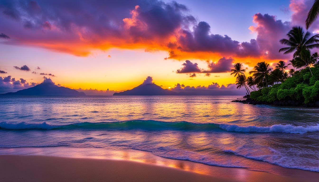 Stunning Beach Sunset in Tahiti