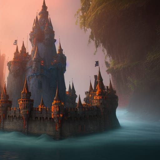 Floating fantasy castle AI Generated Artwork NightCafe Creator