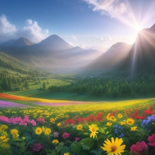 Beautiful misty mountain landscape