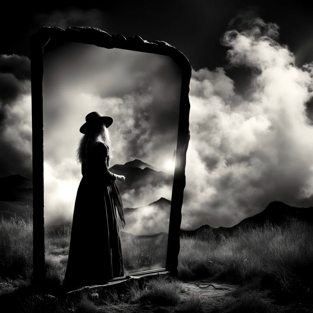 Witch's Reflection in Mirror, Ansel Adams Style