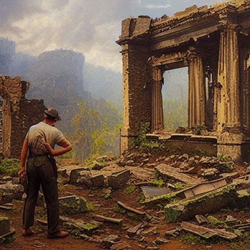 Man discovering lost ruins