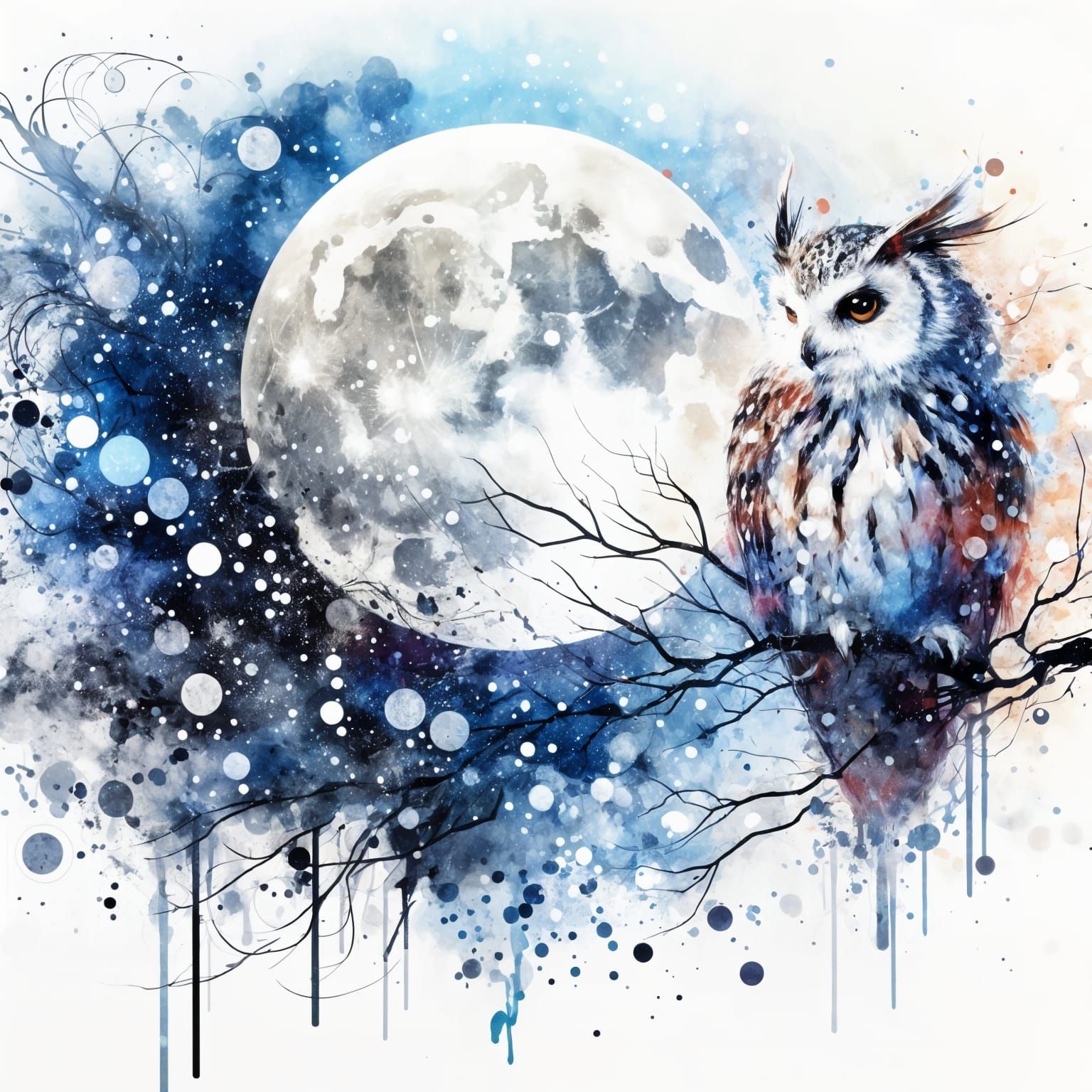 Owl under a full moon