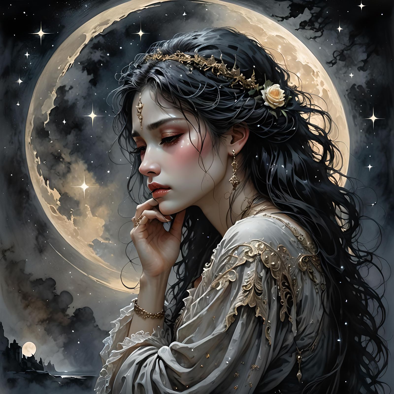 She Weeps for the Moon  by @Tiamot