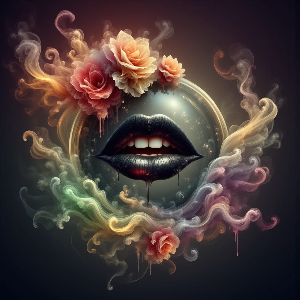 Ethereal Lips in Cosmic Sphere with Wing