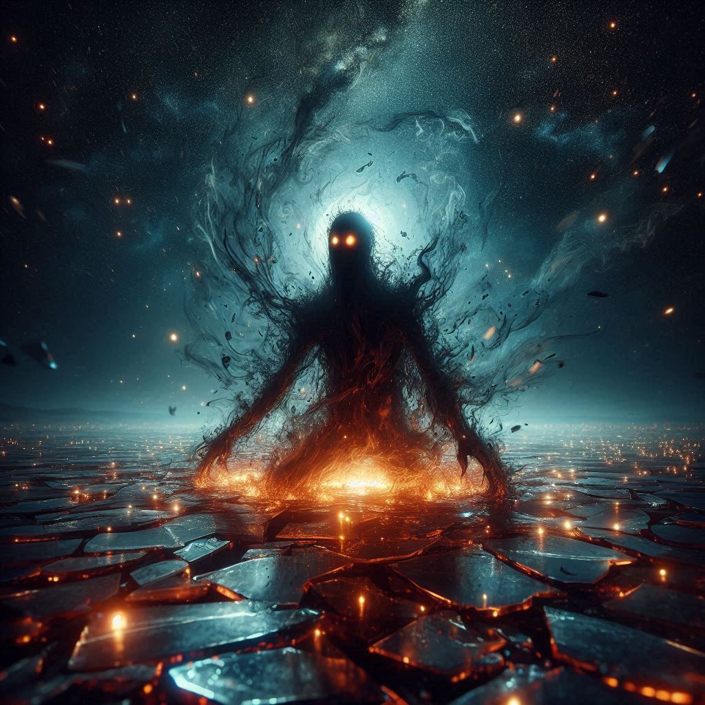 יצור עשן ואש אדיר יושב ביקום בניחותא מרהיב עוצמתי ..