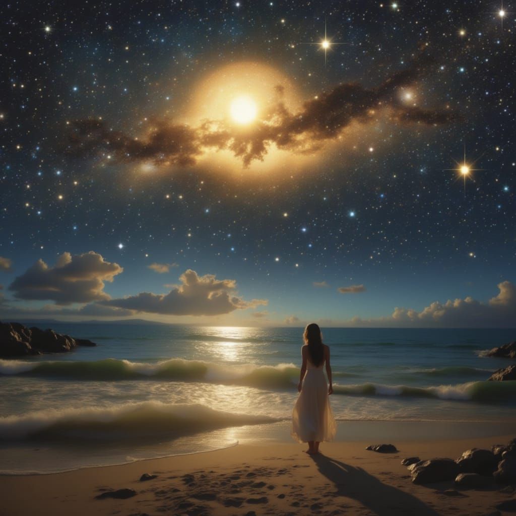 Days and nights are among the stars of bright light singing praises to the winds of change for beloved Pentora <lora:Pentora:1.0>