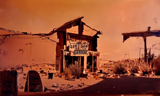 Desert ghost town 1960s photo